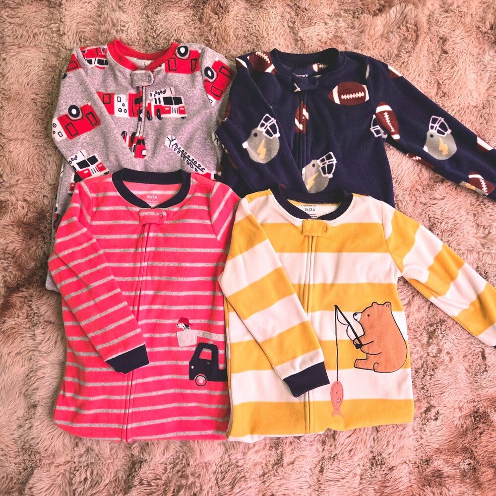 Bundle - Four 3T footie fleece sleepers